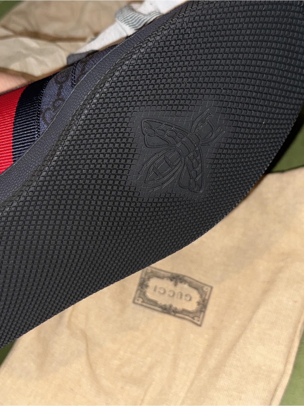 Gucci Men's Navy & Red Web Stripe Slip-On Sneaker - Picture 3 of 4